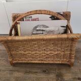 Vintage rattan magazine rack