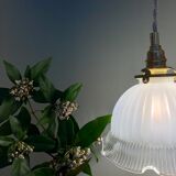 Vintage lampshade pendant lamp in white glass and transaparent