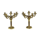 Pair of gilded bronze candelabra with 5 lights, Louis XVI style, 20th century.