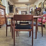 Scandinavian dining room set table and 4 chairs 1960s in teak