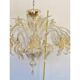 Opulent Gold and Clear Murano Glass Chandelier with Flowers and Leaves