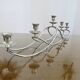 XXL silver metal candle holder 5 lights 70s