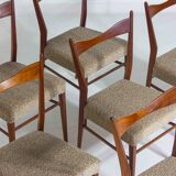 Set of slender mid-century dining chairs with finely curved backs, 1960s