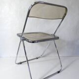 Vintage design folding chair in chrome and smoked polycarbonate