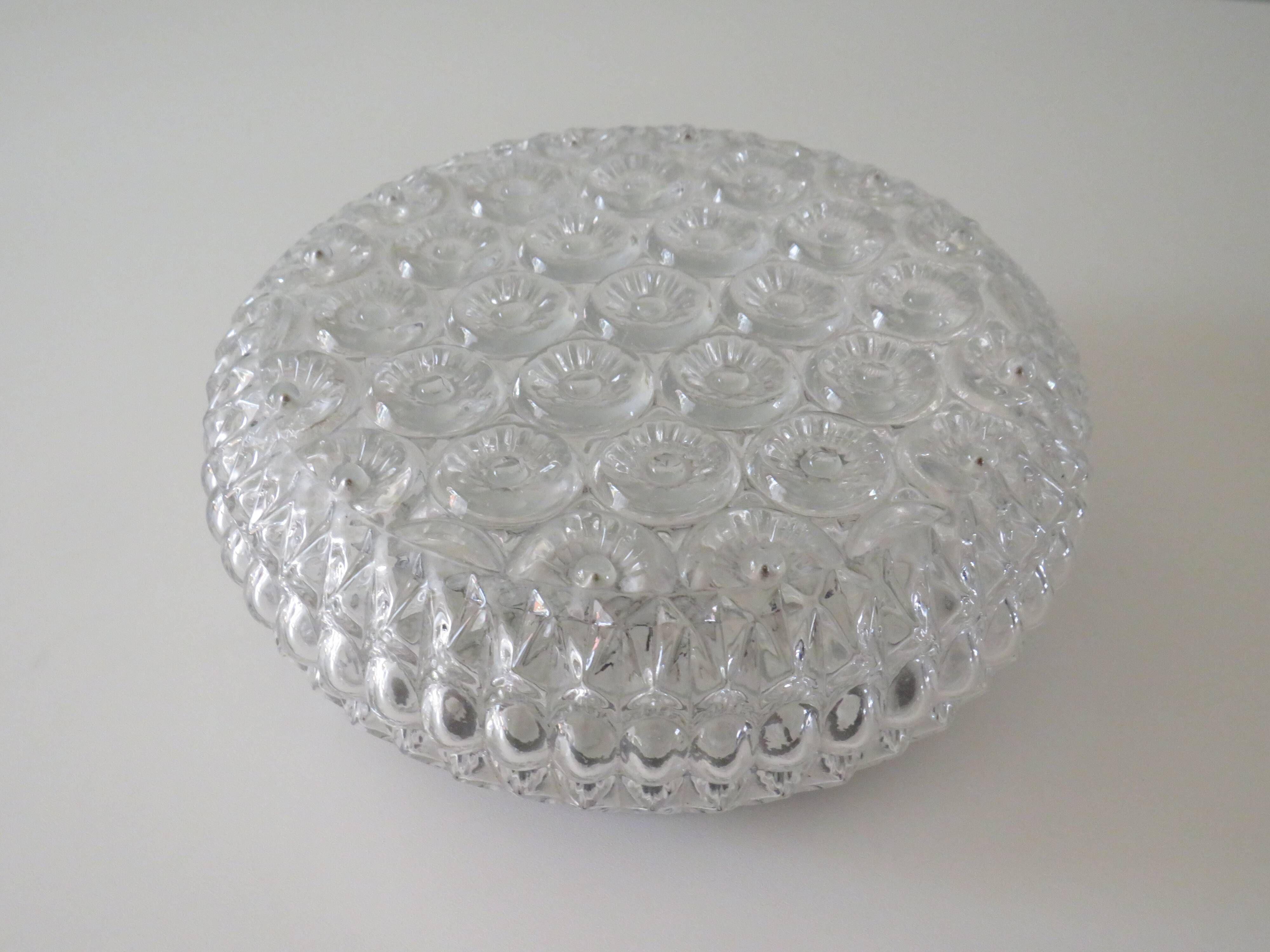 Vintage glass wall lamp with floral motif, Belgium 1960-1970