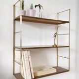 Brown metal string shelf and gilded studs 1960