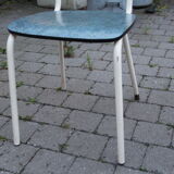 2 blue Formica cjaises, circa 1950