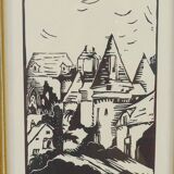 Lithograph print signed sueur village view 58/250