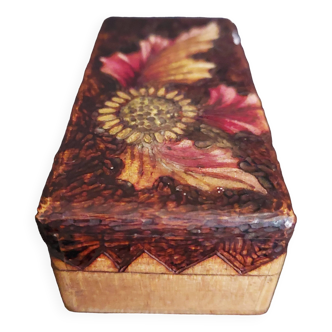 Pyrographed wooden box souvenir from Poland 1921