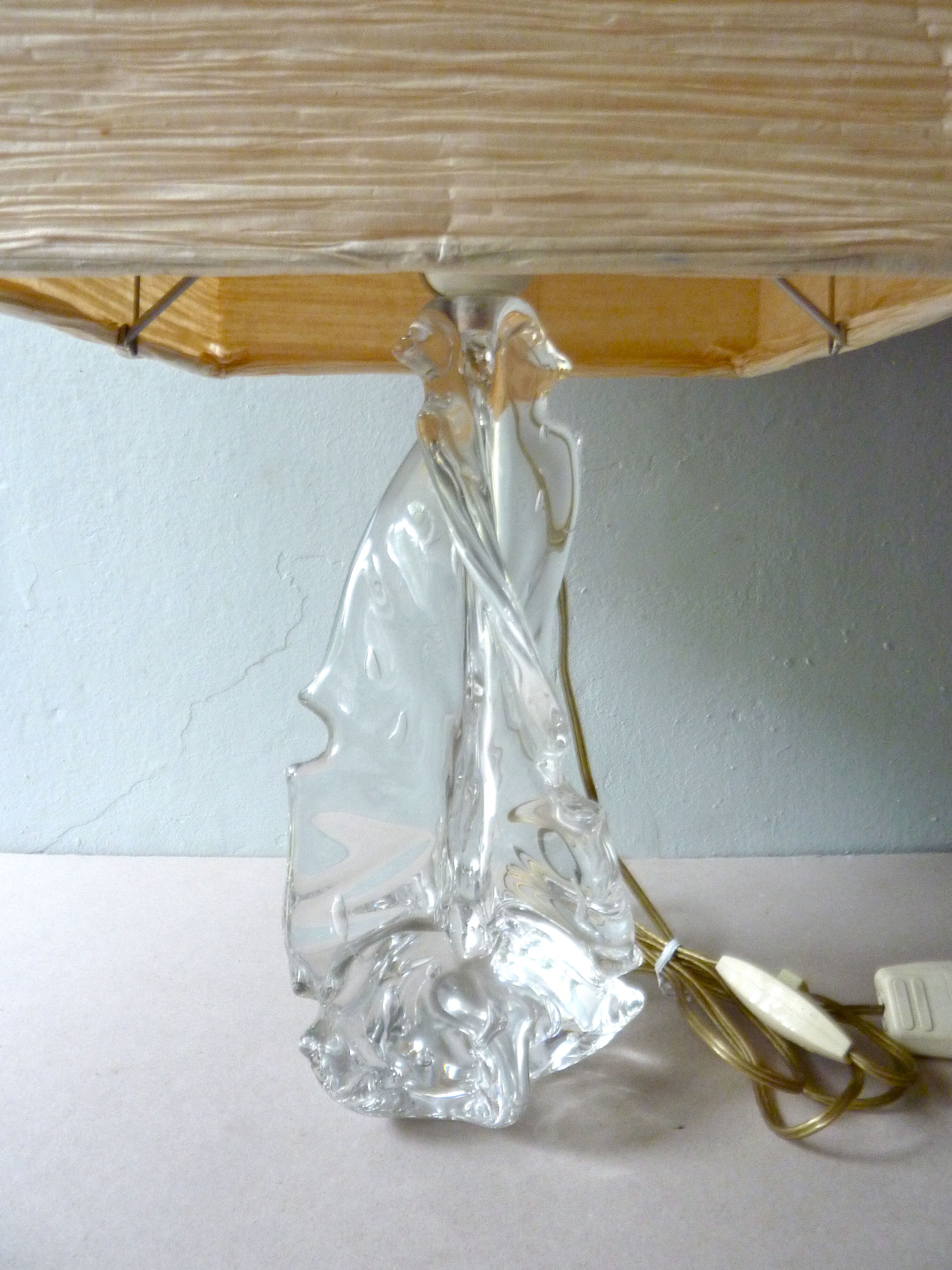 Lamp with free-form bubbled glass base from the 70s