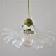 Suspension opaline plissée blanche – Montage électrique coloris vert