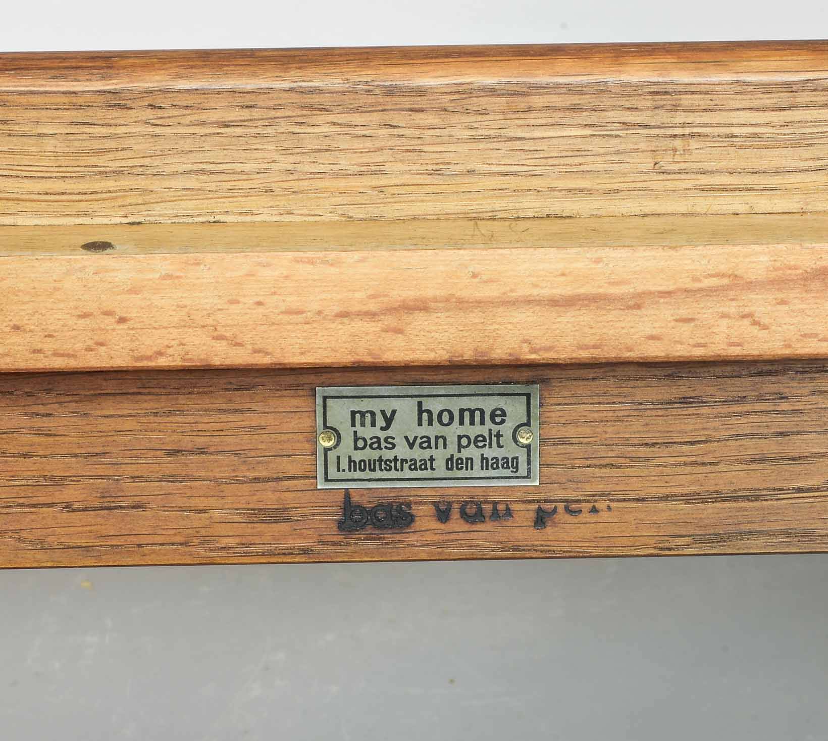 Rare Bas van Pelt Brutalist Oak Armchair with Woven Rush Seat for My Home