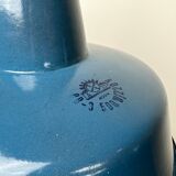 Industrial blue enamel factory lamp with cast iron top, 1960s