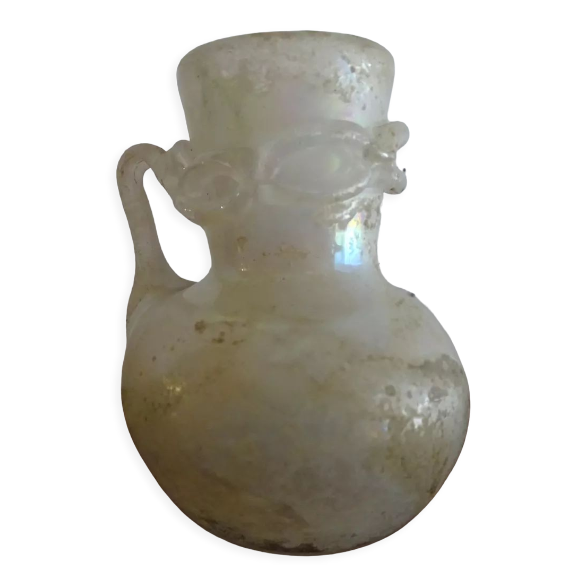 Vase with miniature handle Scavo Seguso Vetri d'Arte iridescent glass Murano 1950