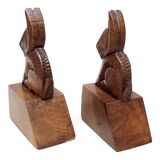 Pair of bookends 1930, wooden dogs