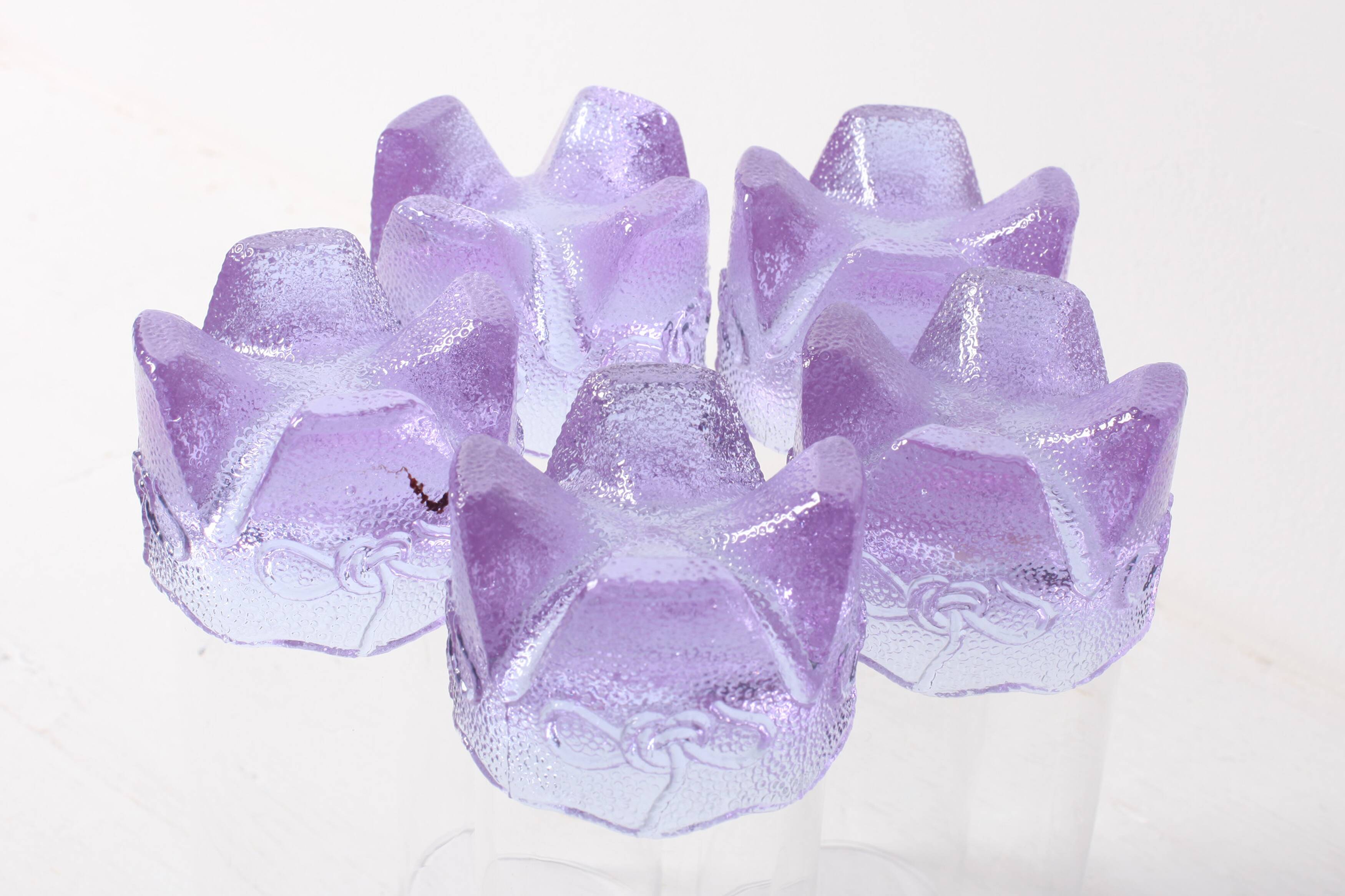 Set of 5 Vintage Lilac Tumblers / LACS Kristallglas / Italy / 1970s