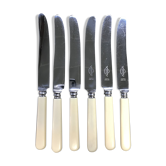 Set of 6 English knives in silver and Bakelite metal