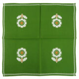 Lot 6 napkins in green Dralon - white flower patterns - vintage 60s