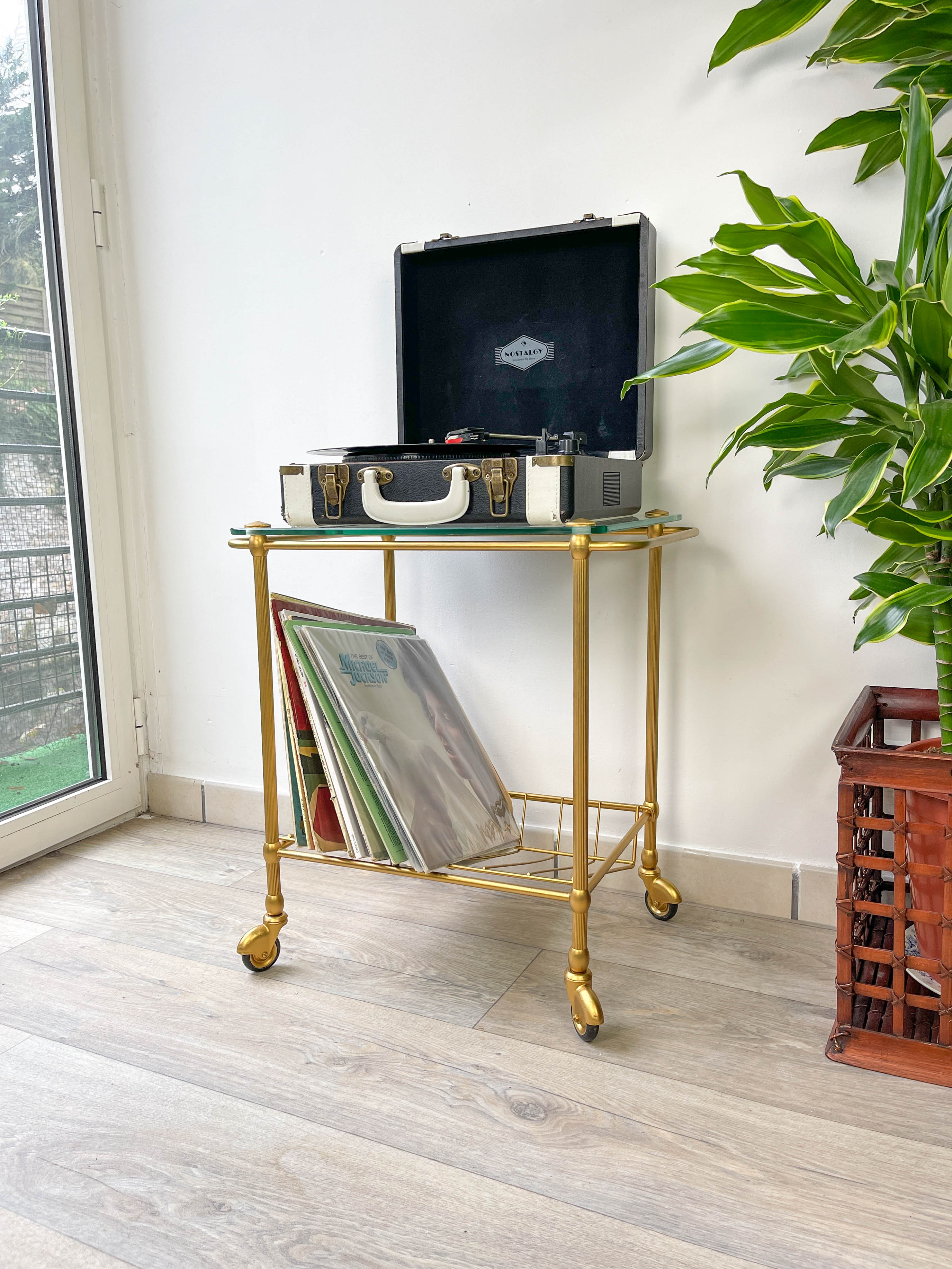 Serving Range vintage vinyl brass and glass