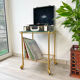 Desserte range vinyles vintage laiton et verre