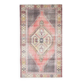 Tapis vintage turc Oushak fait main en laine et coton rose