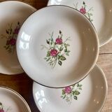 Set of 6 vintage flat plates - Pompadour de Gien
