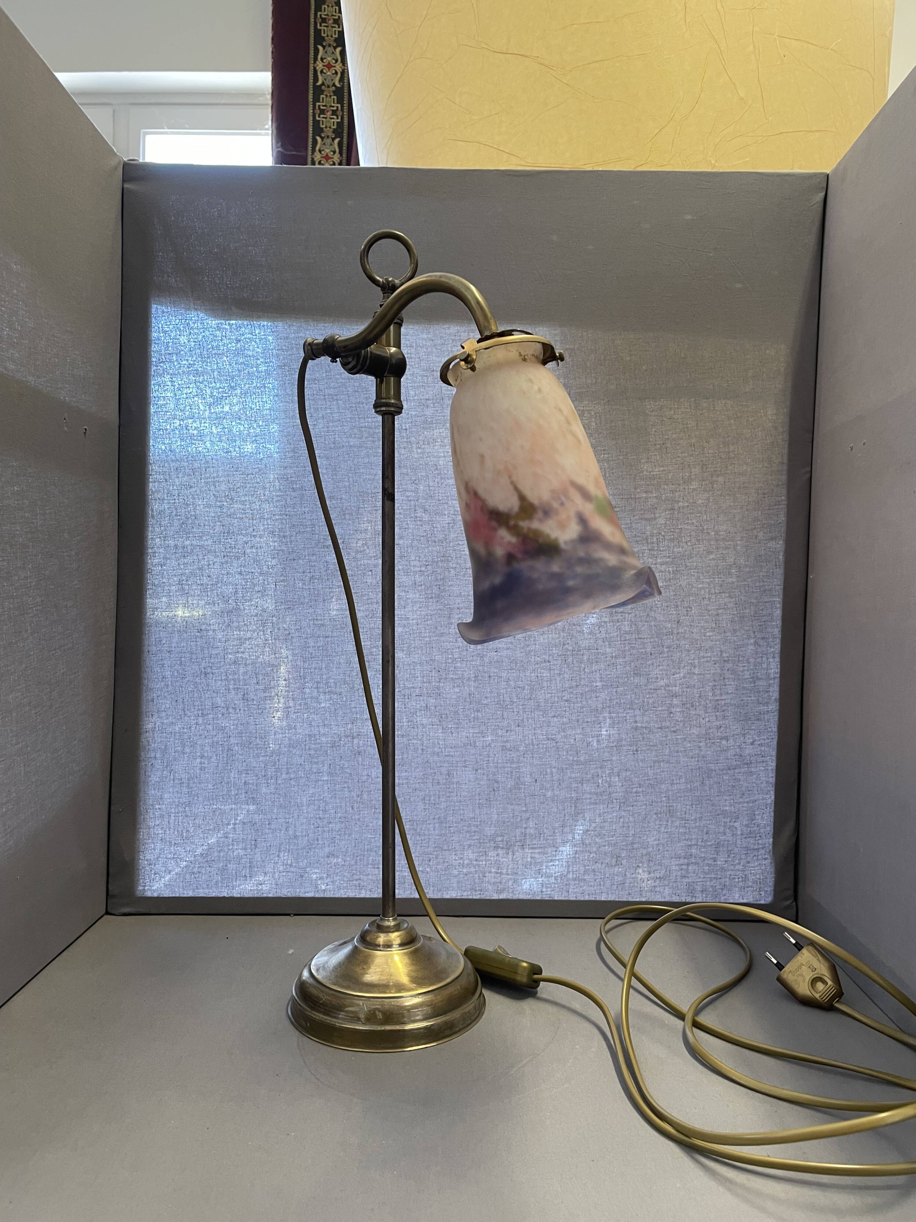 brass lamp that raises and lowers