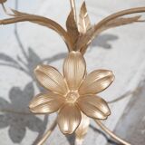 Table basse vintage, table laiton et verre fumé, table fleur Hans Kogl style, table fleur de lotus