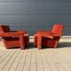 2x Cassina Utrecht chair in terracotta (rust brown) velvet in new condition!