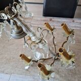 Large Louis XV style chandelier with crystal tassels on a bronze mount with 6 lights