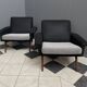 set of two black and white arm chairs 1960s