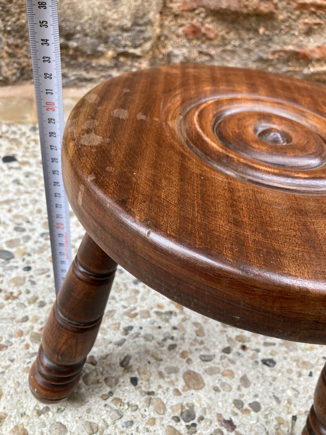 Brutalist wooden stool