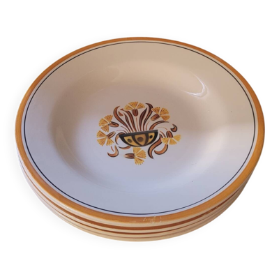 Assiettes creuses Creil et Montereau Art Déco