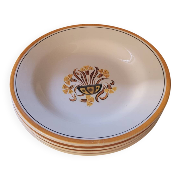 Assiettes creuses Creil et Montereau Art Déco