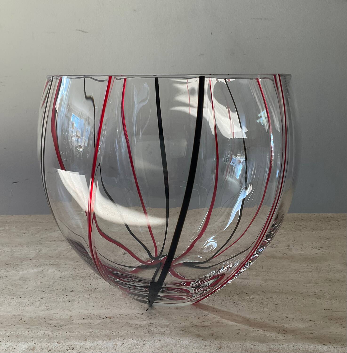 Vintage ball vase in blown glass and glass paste