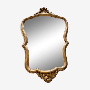Miroir coquille style Louis XV en bois dorée à l’or fin