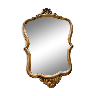Miroir coquille style Louis XV en bois dorée à l’or fin