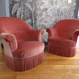Pair of pink toad armchairs