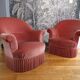 Pair of pink toad armchairs