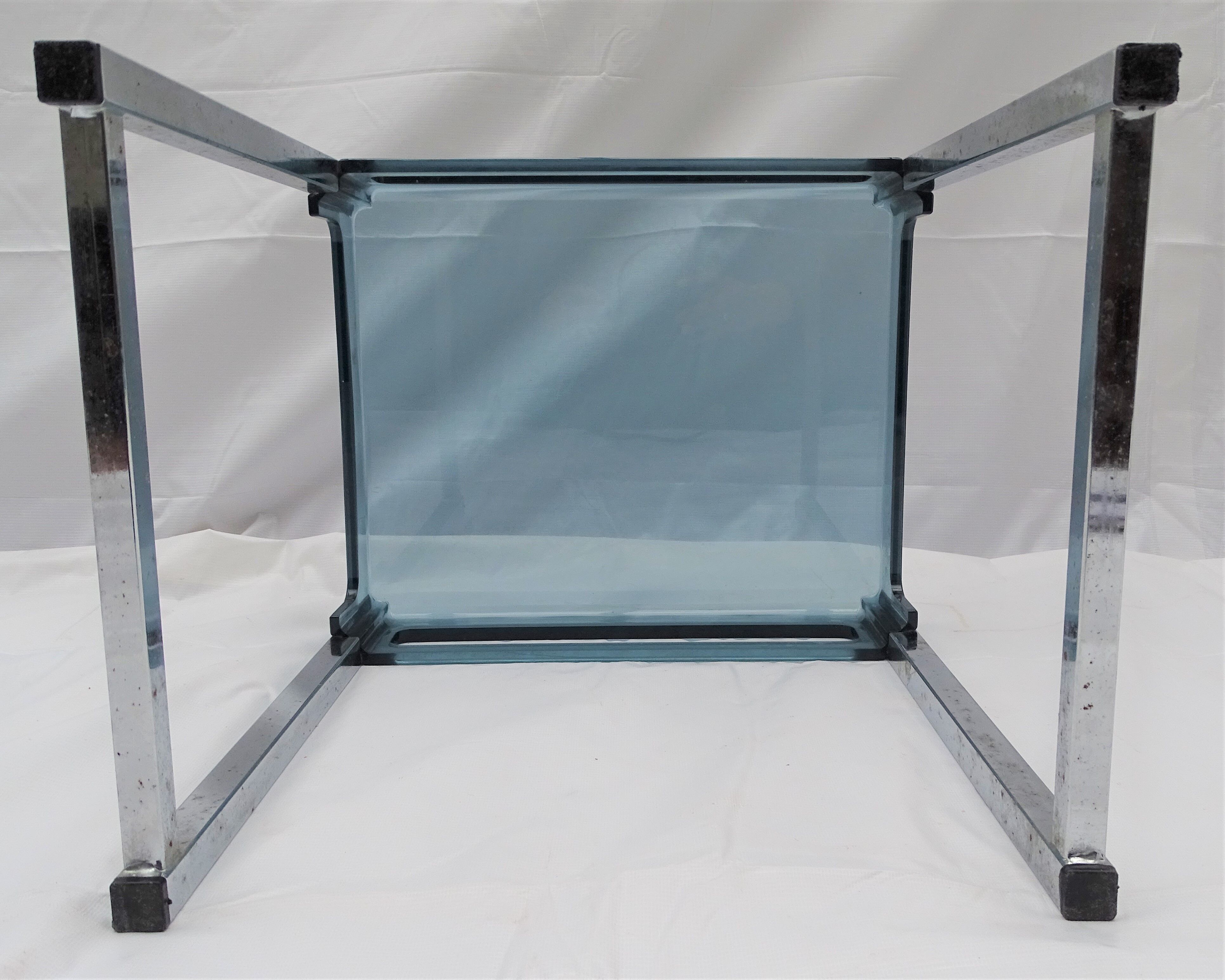 Transparent grey blue vintage side table