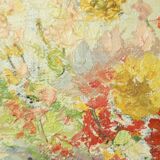 Nature morte sur toile signée et encadrée "Fleurs", 1970