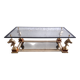 1970s Glass Coffee Table with Horse Heads