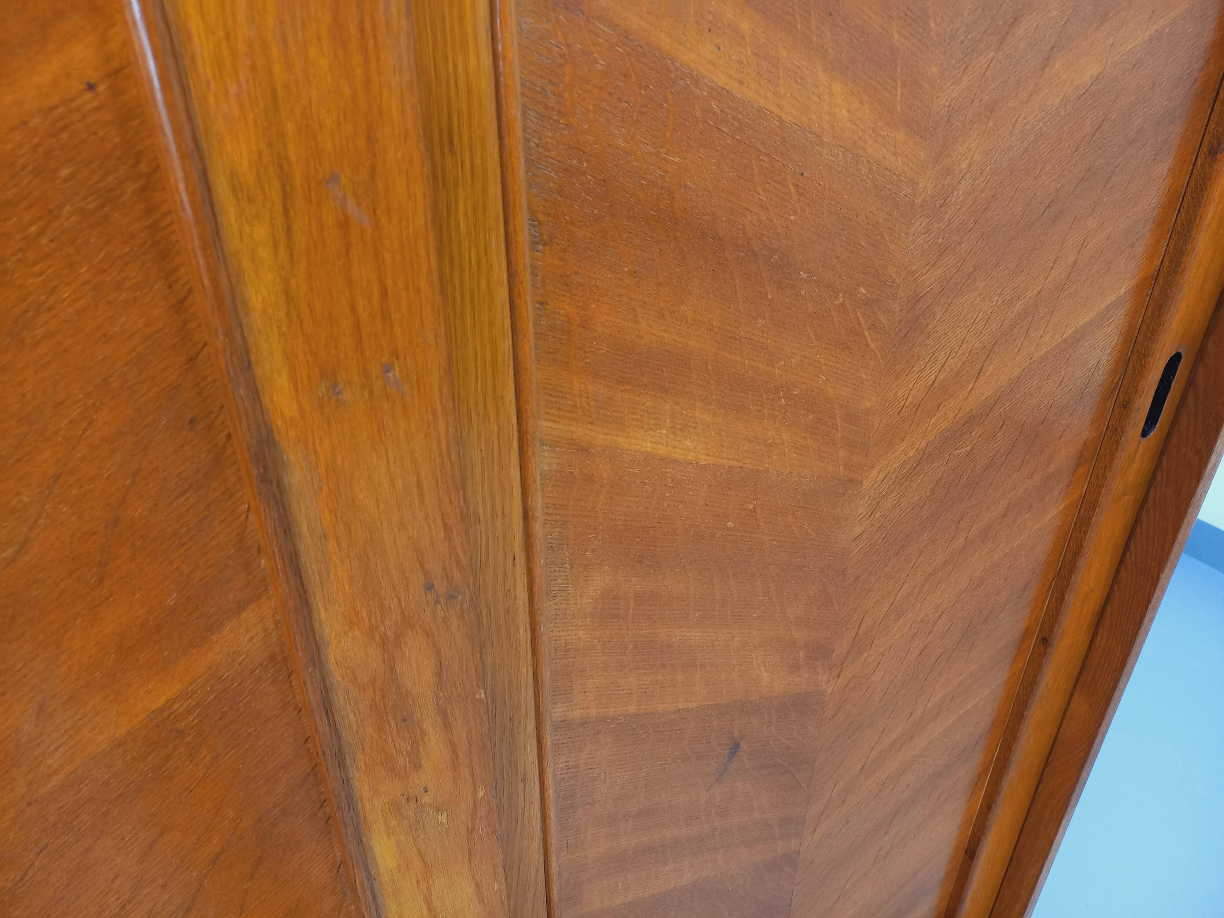 Vintage oak wardrobe from the 1960s.
