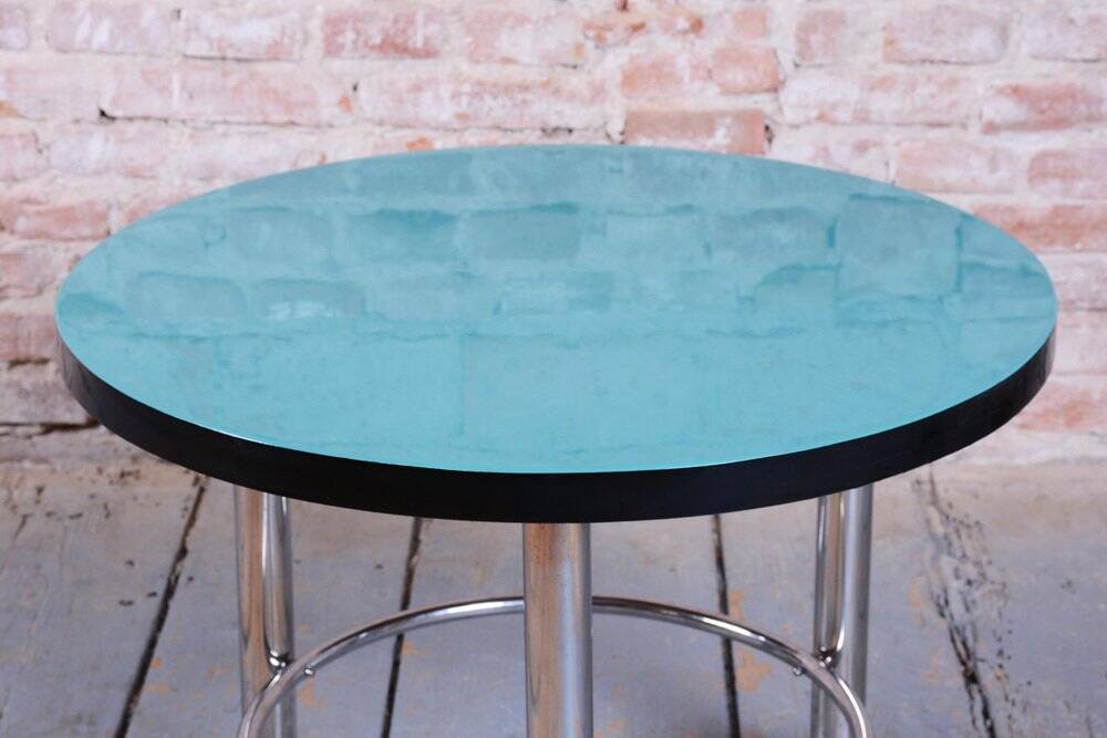 Czech Bauhaus Round Coffee Table in Chrome-Plated Steel, 1930s