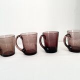 Purple biot blown glass mugs