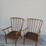 Pair of Baumann armchairs, signed, vintage Fan model