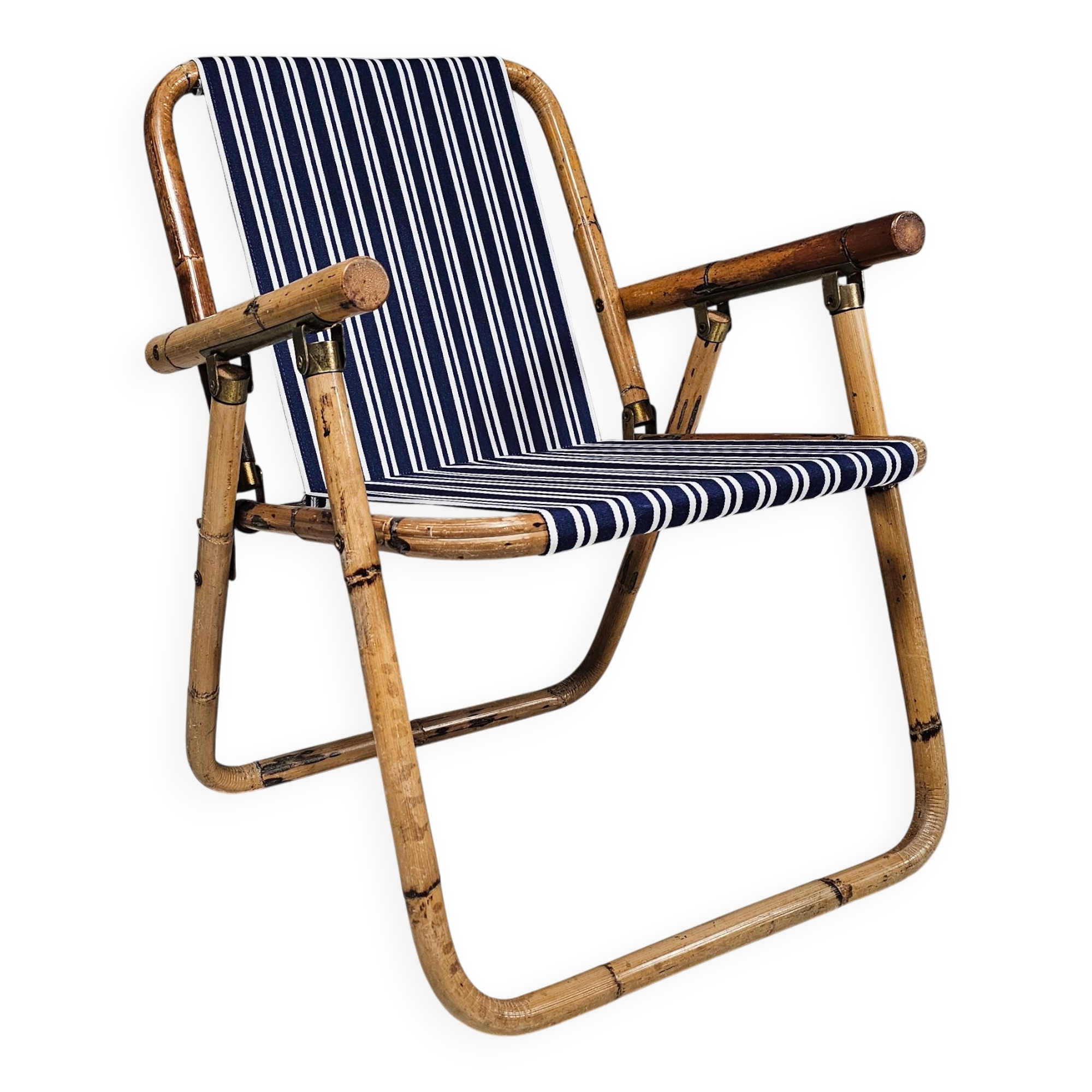 Bamboo and brass folding chairs, Italy, 1960s
