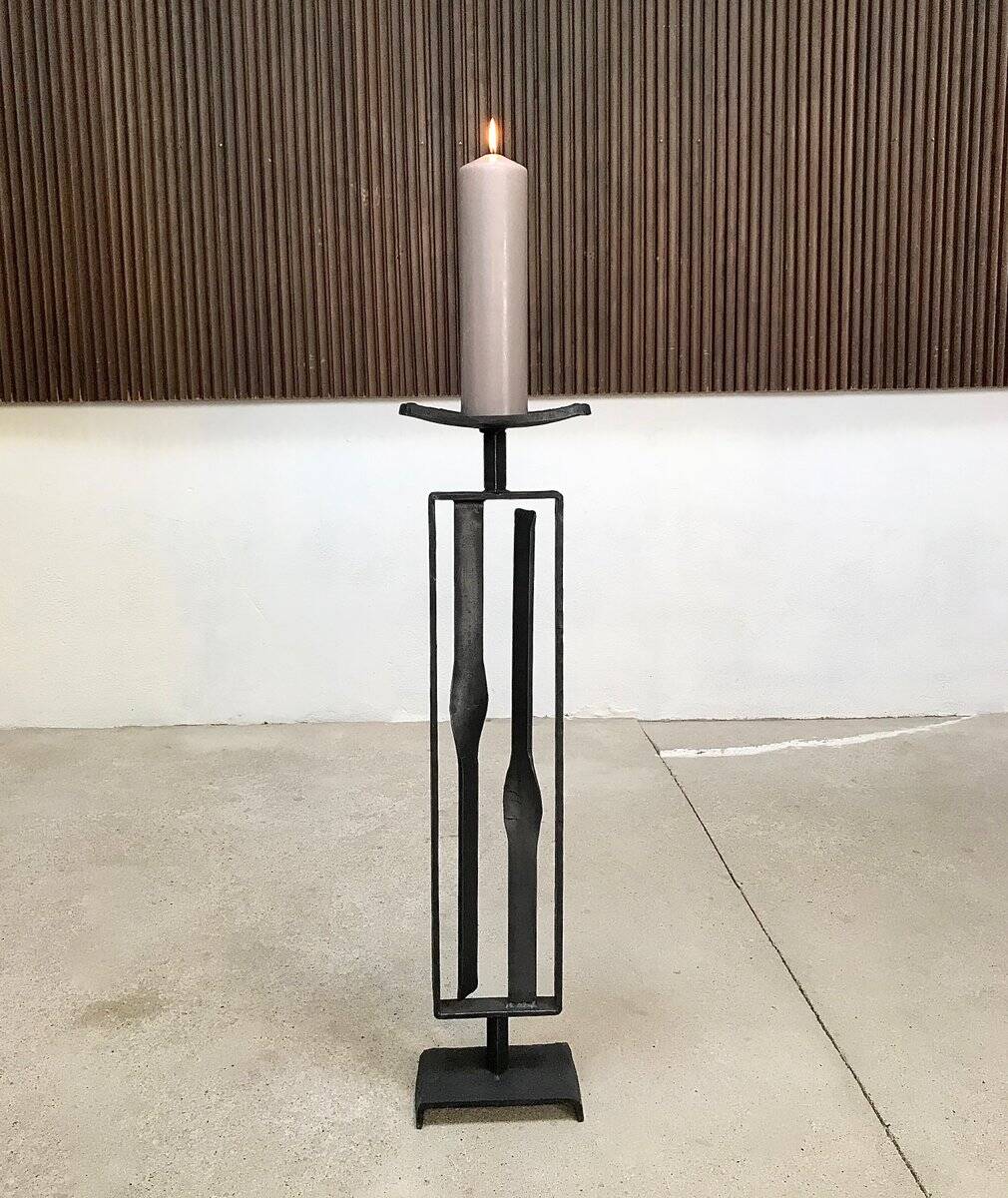 Sculptural brutalist candleholder in wrought iron, GDR / Germany, 1960s