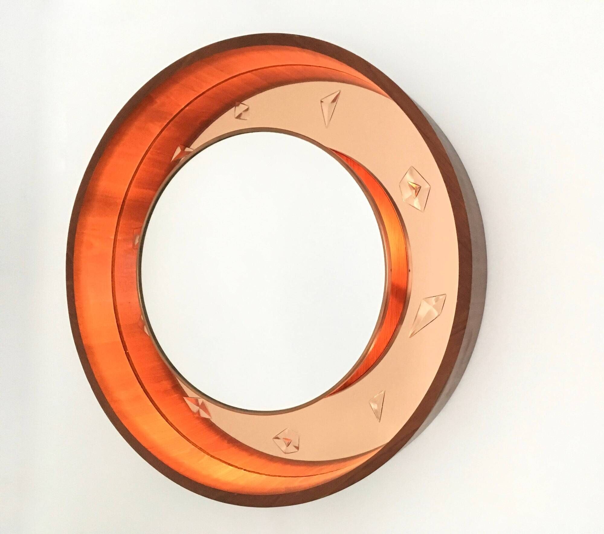 Illuminated Wall Mirror with wooden frame, Italy