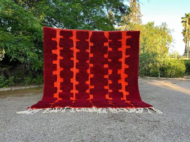 Moroccan Berber Beni Ourain Custom Red Rug 250/150cm
